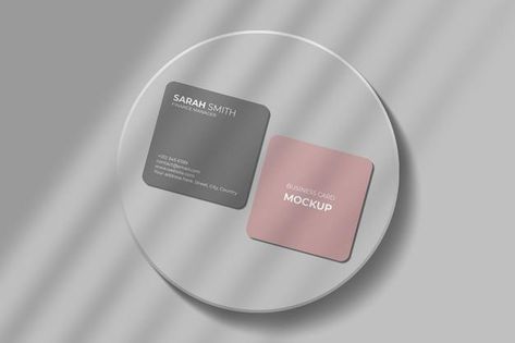 Square Card Design, Square Business Card Design, Round Business Cards, Shadow Overlay, Visit Card, Square Business Cards, Business Card Mockup, Premium Business Cards, Minimal Business Card