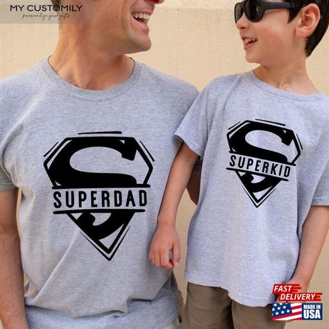 Superdad Superkid Shirt Father And Son Matching Dad T-Shirt Sweatshirt Check more at https://mycustomily.com/product/superdad-superkid-shirt-father-and-son-matching-dad-t-shirt-sweatshirt/ Super Dad, Father And Son, Sweatshirts, T Shirt