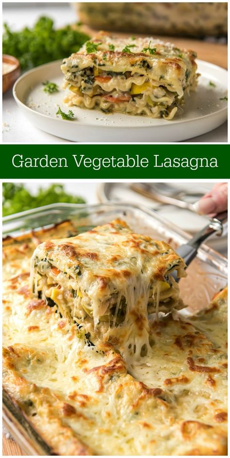 Garden Vegetable Lasagna recipe from RecipeGirl.com #garden #vegetable #vegetables #pasta #lasagna #vegetarian #recipe #RecipeGirl Vegetable Lasagna Recipe, Lasagna Vegetarian, Veggie Lasagne, Vegetables Pasta, Pasta Vegetariana, Veggie Lasagna, Vegetable Lasagna, Vegetarian Lasagna, Best Pasta Recipes