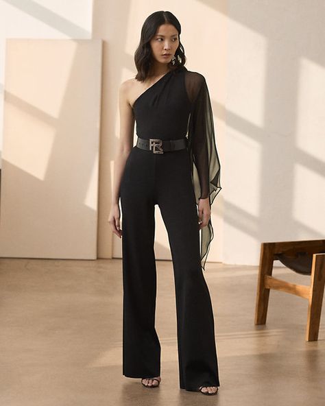 Black Silk Jumpsuit, Silk Jumpsuit, Sweater Jumpsuit, Ralph Lauren Collection, Clothes Collection, Black Jumpsuit, Black Silk, Shoulder Sweater, Vest Dress