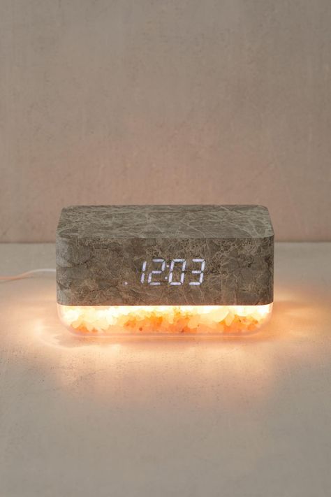 Himalayan Salt Sunrise Alarm Clock | Urban Outfitters Australia Funny Alarms, Greenwich House, Sunrise Alarm, Nature Sunrise, Salt Room, Sunrise Alarm Clock, Platform Bed With Storage, Himalayan Salt, Studio Decor