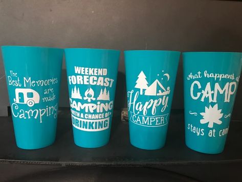 Camping Cups 22oz Tumblers | Etsy Camping Tumbler Ideas, Camping Drinks, Shell Knob, Egg Container, Camping Kitchen, Camping Cups, Lake Trip, Summer Drink, Camping Gifts