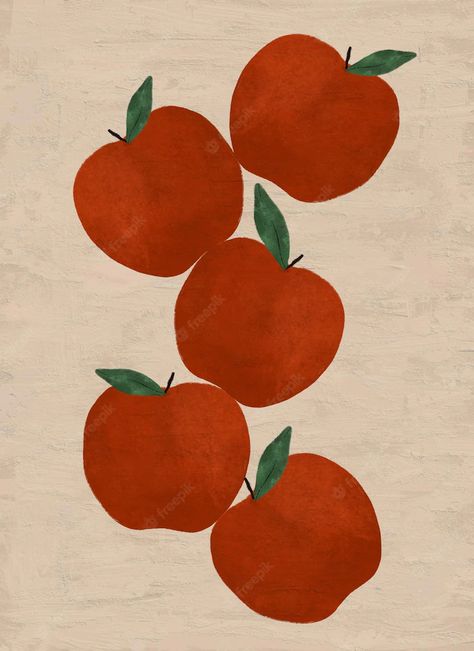 Premium Photo | Painted retro food red apple fruit vegan printable art Decorate A Blank Wall, Red Apple Art, Fruit Logo Design Ideas, Pie Drawing, Fruit Logo Design, Apple Festival, Apple Background, Retro Art Prints, Fruit Logo