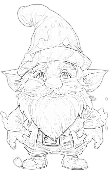 Gnome Drawings Simple, Goblin Coloring Pages, Gnome Sketch, Gnomes Drawing, Gnome Drawings, Gnome Drawing, Sketches For Beginners, Easy Sketches For Beginners, Elf Drawings