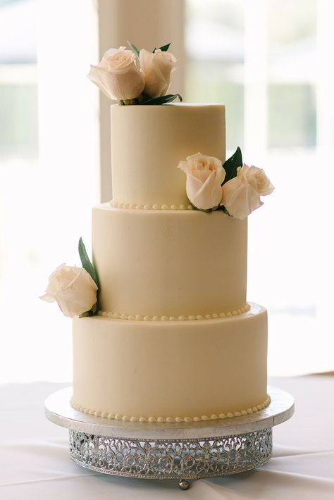 At this Indiana wedding the couple served an elegant and simple three tiered white wedding cake with icing pearls and white roses. Save this photo to your wedding planning board for wedding cake inspiration. Mika LH Photography | Indiana Wedding Photographer Fairytale Cakes, Elegant White Wedding Cake, Wedding Planning Board, Wedding Cake Icing, Cake With Icing, Elegant White Wedding, Planning Board, Amazing Wedding Cakes, Indianapolis Wedding