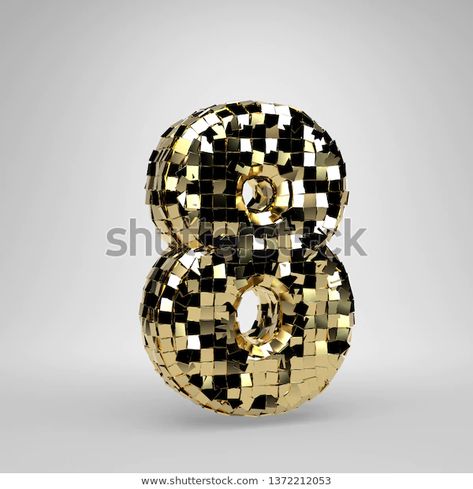 Disco Ball Number 8 Isolated On Stock Illustration 1372212053 Background 3d, Number 8, Disco Party, Modern Fonts, Number 3, Dance Party, Disco Ball, Party Banner, Image Illustration