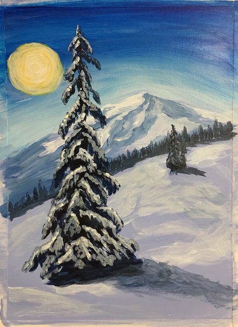 Youtube Painting, Snow Painting, Painting Lesson, Paintings Ideas, Lone Pine, River Painting, Painting Snow, Christmas Tree Painting, Painting Inspo