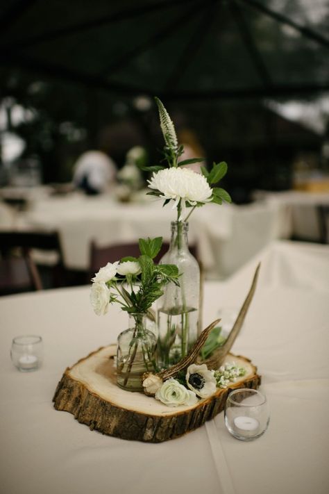 Rustic Whimsical Wedding Centerpieces, Wood Round Centrepiece, Raw Wood Centerpiece, Wedding Table Centerpieces With Wood Rounds, Wood Disk Centerpieces, Round Table Centerpieces Wedding Outdoor, Wooden Rounds Centerpieces, Wood Disc Centerpiece, Hunting Wedding Centerpieces