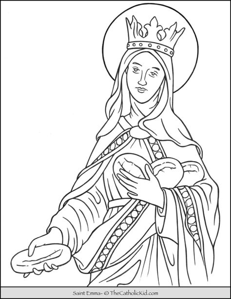 Saint Coloring Pages - The Catholic Kid Catholic Drawings, Book Treats, St Elizabeth Of Hungary, Saint Elizabeth Of Hungary, Elizabeth Of Hungary, Saint Coloring, Beach Coloring Pages, St Elizabeth, Saint Elizabeth