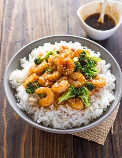 Dinner Recipes With White Rice, Recipes With White Rice, Honey Garlic Shrimp And Broccoli, Easy Honey Garlic Shrimp, Garlic Shrimp And Broccoli, Roasted Vegetable Lasagna, Honey Garlic Shrimp, White Rice Recipes, Chicken Honey