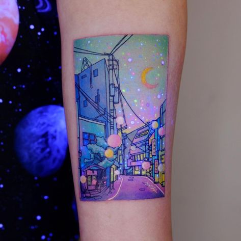 chewy jelly🧠 (@youre.so.into.pastel) • Instagram photos and videos Vaporwave Tattoo, Pop Tattoo, Pastel Tattoo, Uv Tattoo, City Pop, Kawaii Tattoo, Aesthetic Pretty, Body Piercings, Body Modifications