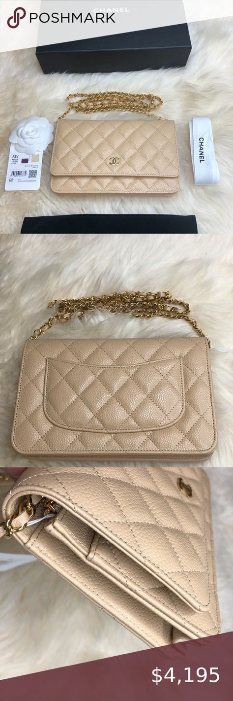 NEW 21K Chanel Beige Claire Caviar Gold Hardware Wallet On Chain WOC Beige Ootd, Chanel Beige, Wallet On Chain, Chanel Handbags, Gold Hardware, Dust Bag, Chanel, Ootd, Wallet