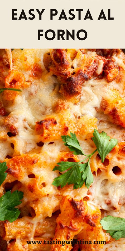 You'll love this easy Pasta al Forno recipe. It's so simple to make and so delicious! Baked Pasta Dinner Recipes, Pasta Al Forno Recipe 12 Tomatoes, Baked Pasta No Meat, Pasta Al Forno 12 Tomatoes, Al Forno Pasta Recipe, Pasta Al Forno Recipe, Healthy Baked Pasta Recipes, Pasta Casserole Recipes Easy, Oven Baked Pasta Recipes