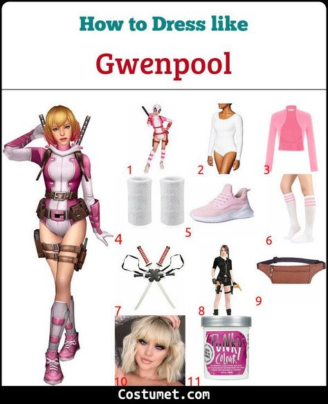 Deadpool Outfit Ideas Women, Gwenpool Costume, Deadpool Costume Women, Female Deadpool Costume, Gwenpool Cosplay, Female Deadpool, Deadpool Outfit, Short Blonde Wig, Blonde Cosplay