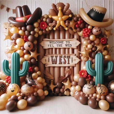 Cowboy Balloons, Balloon Design, Balloon Garland, Wild West, Birthday Ideas, First Birthdays, Cowboy, Balloons, Birthday