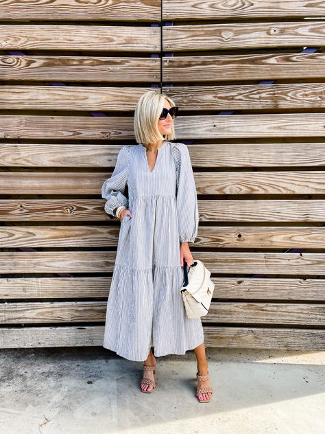 Women's Long Sleeve Tiered Dress - … curated on LTK Casual European Style, Clothes Spring, Elegant Maxi Dress, Boho Girl, Outfit Trends, Tiered Maxi Dress, Types Of Dresses, Tiered Dress, European Style