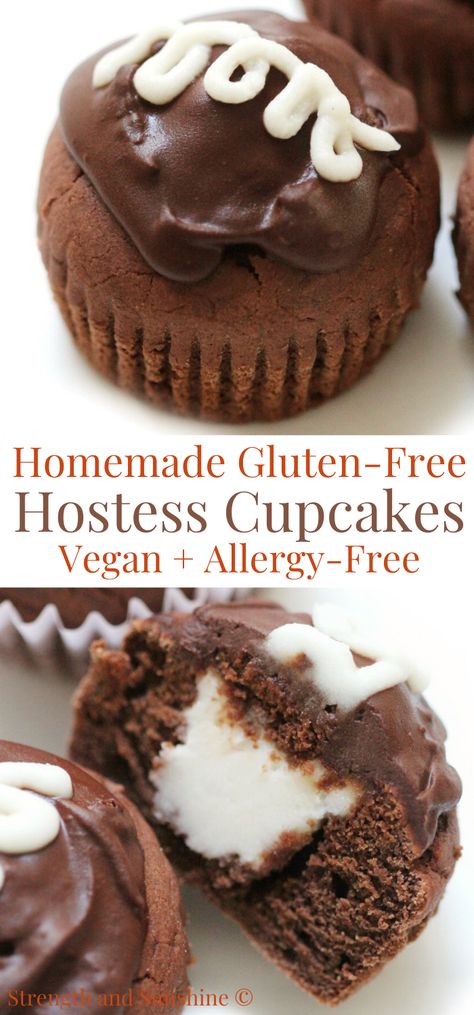 Copycat Desserts, Environmental Allergies, Alternative Food, Hostess Cupcakes, Recipe Challenge, Baking Treats, Cake Homemade, Gluten Free Cupcakes, Vegan Cupcakes