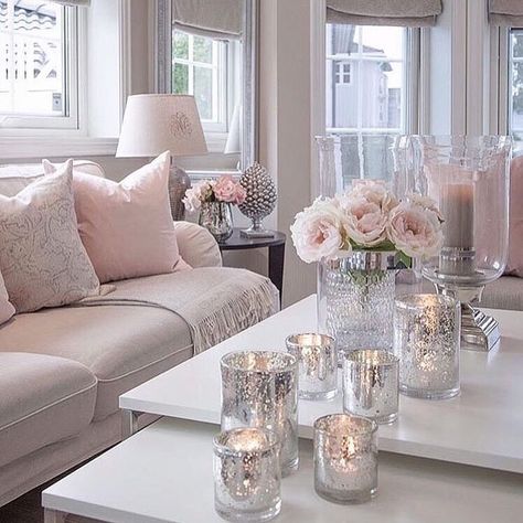 @pinterest  #decoration #decorationdinterieur #interiordesigner #homedesign #deco #salon #salonchic… Pink Living Room, White Furniture, Apartment Living Room, Curtains Living Room, Living Room Inspiration, Apartment Living, 인테리어 디자인, Living Room Interior, تصميم داخلي