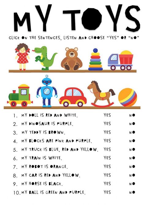 My toys - Ficha interactiva English First Grade Worksheets, My Toys Activities, Toys Activities For Kids Worksheets, English First Grade, Toys Vocabulary For Kids, My Toys Worksheet, Toys Worksheets For Kids, Toys Activities For Kids, Toys Worksheets