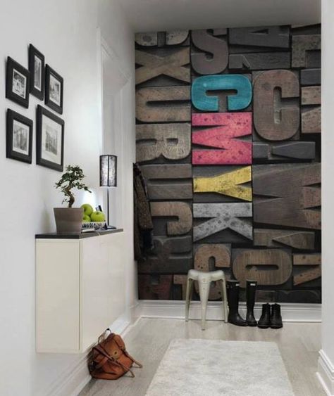 Wall design via SA Decor and Design Office Wall Design, Vintage Letters, Design Del Prodotto, Signage Design, Office Walls, Wall Graphics, Office Inspiration, Office Wall Art, Office Interior Design