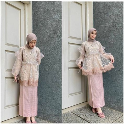 Photo by Butik : Dress,Kebaya,Pengantin on June 10, 2021. May be an image of 2 people, people standing and headscarf. Ootd Wisuda Hijab, Bresmaid Dresses Muslim, Brokat Wisuda, Outfit Kebaya, Model Dress Kebaya, Dress Brokat Modern, Batik Dress Modern, Fesyen Islam, Kebaya Modern Dress