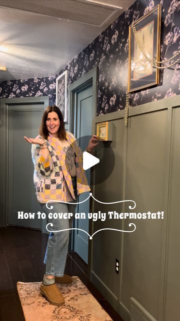 Decorate Around Thermostat, Hiding Thermostat On Wall, Hide Thermostat On Wall, Hide A Thermostat, Thermostat Cover Ideas, Thermostat Frame, Hide Thermostat, Electrical Panel Cover, Cover Electrical Panel