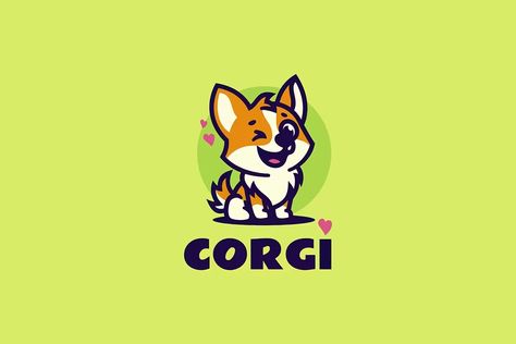 Corgi Dog Mascot Cartoon Logo, Logos ft. corgi & mascot - Envato Elements Dog Mascot Logo, Dog Logo, Cartoon Logo, Mascot Design, Corgi Dog, Logo Design Template, Cartoon Dog, Vintage Logo, Sports Team