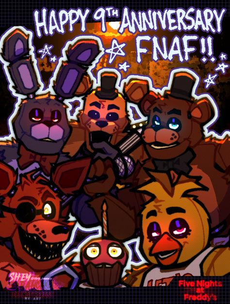 Happy 9th Anniversary, Castlevania Wallpaper, Fnaf Baby, Time Drawing, 9th Anniversary, Animatronic Fnaf, Fnaf Wallpapers, Fnaf Movie, Better Late Than Never