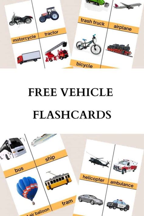 Free Vehicle Flashcards For Toddlers Printable Download - Womanhood And LifeStuff Vehicle Flashcards, Flashcards For Toddlers, Download Printables, Free Printable, Free Printables, Transportation, Preschool, Vehicles, Pre School