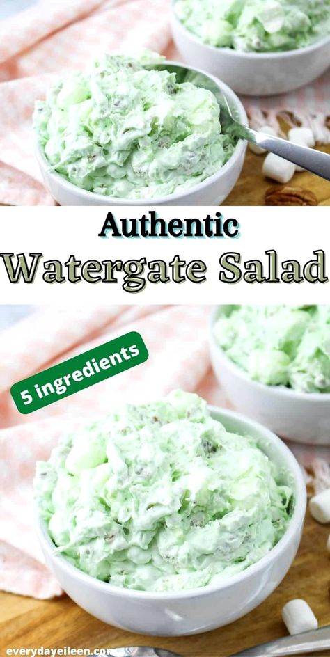 Indulge in a classic treat with a modern twist by exploring the ultimate Watergate Salad delight. This creamy, dreamy dessert combines pistachio pudding, juicy pineapple, fluffy marshmallows, and crunchy nuts for a refreshing and sweet experience. Perfect for potlucks, family gatherings, or a simple treat at home, this salad is sure to impress with its vibrant flavors and nostalgic charm. Dive into a bowl of this delightful mix and enjoy a taste of timeless comfort. Green Christmas Jello Salad, Jellied Salads Recipes, Yum Yum Salad Jello, Thanksgiving Congealed Salad Recipes, Green Jello Salad With Cottage Cheese, Easy Congealed Salad Recipe, Cucumber Jello Salad, Conjilled Salad, Watergate Salad Recipe Simple