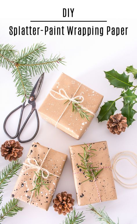 Kraft Paper Christmas Wrapping, Diy Christmas Wrapping Paper, Wrapping Paper Diy, Christmas Wrapping Diy, Diy Wrapping Paper, Holiday Gift Wrapping, Dyi Gifts, White Wrapping Paper, Gift Wrapping Inspiration