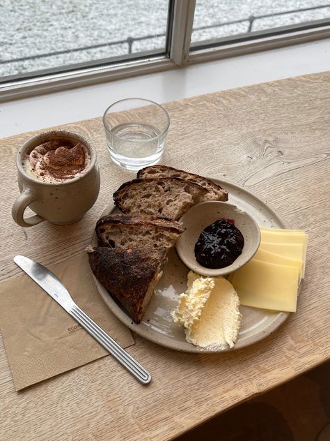 Copenhagen Cafe, Cafe Aesthetics, Breakfast Cafe, Breakfast Plate, Coffee Breakfast, Bread Basket, Breakfast Breads, The Breakfast Club, Morning Food