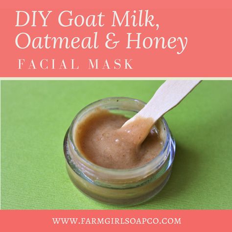 Make your own all natural goat milk, oatmeal, and honey facial mask. Oatmeal Facial Mask | Goat Milk for the Skin | Goat Milk Facial Mask | DIY Facial Masks | DIY Skin Care Oatmeal Facial Mask, Honey Facial Mask, Recipe Oatmeal, Mask For Glowing Skin, Milk Oatmeal, Diy Oatmeal, Honey Facial, Goat Milk Recipes, Diy Facial Mask