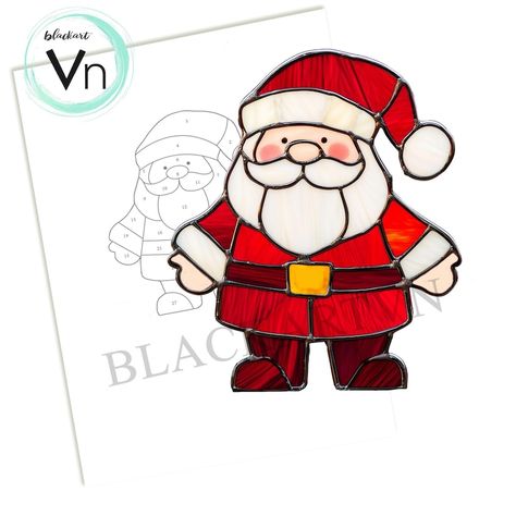 Digital Download Santa Claus T02 Stained Glass , Modern Suncatcher, Diy Stained Glass - Etsy 日本 Stained Glass Art Modern, Stainglass Ideas, Stained Glass Modern, Stained Glass Santa, Stain Art, Suncatcher Diy, Black Santa, Stained Glass Diy, Stained Glass Art