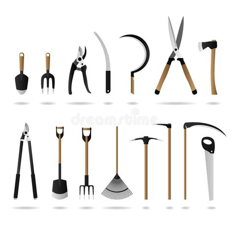 Set of Gardening Tools. A set of gardening tools and equipments , #Sponsored, #Tools, #Gardening, #Set, #set, #equipments #ad Gardening Tools Illustration, Farm Tools And Equipment, Masonry Tools, Farm Tools, Garden Tool Storage, Backyard Inspo, Gardening Tools, Gardening Fork, Tools And Equipment