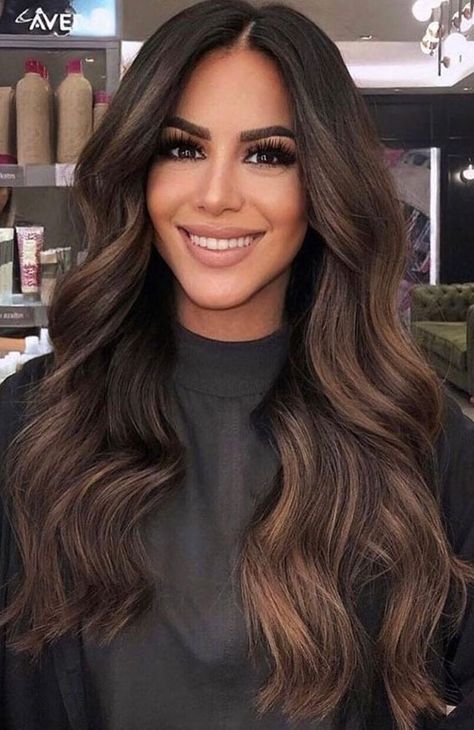 50+ Trendy Hair Colour For Every Women : Dark Hair with Chocolate Highlights Dark Hair With Chocolate Highlights, Dark Brown Hair With Chocolate Highlight, Women Dark Hair, Chocolate Highlights, Trendy Hair Color, Trendy Hair, Dark Brown Hair, Hair Colour, Cut And Color