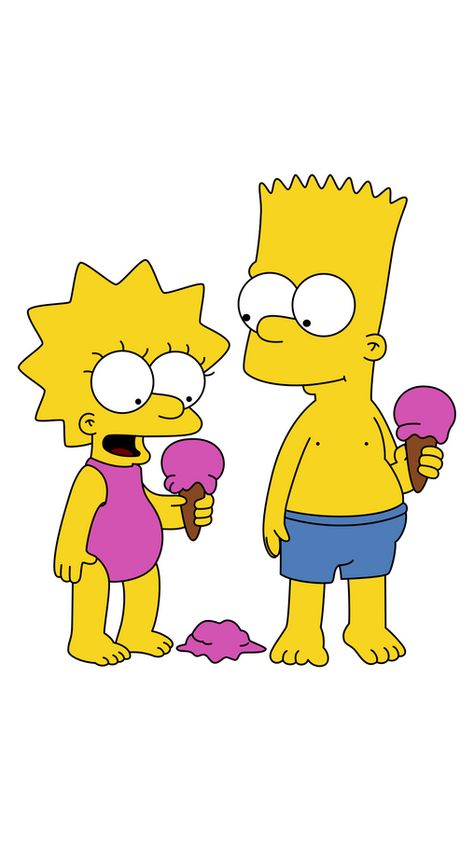 Bart and Lisa Simpsons decided to eat a delicious raspberry ice cream. Lisa lost one ice cream ball, but it doesn't matter, because her older brother will definitely share it with her! The Simpsons... Lisa And Bart Simpson Tattoo Siblings, Bart And Lisa Simpson Tattoo, Lisa And Bart Simpson Tattoo, Bart And Lisa Tattoo, Lisa And Bart Simpson, Lisa Ice Cream, Bart And Lisa, Bart And Lisa Simpson, Ice Cream Tattoo