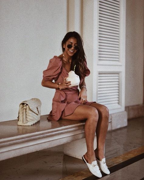 ust give me all the fresh coconuts please. 🥥 #NYStravel Gucci Loafers Outfit Summer, White Gucci Loafers, Loafers Outfit Summer, Gucci Loafers Outfit, Kayla Seah, Loafers Outfit, Old Outfits, Gucci Loafers, Vacation Wear