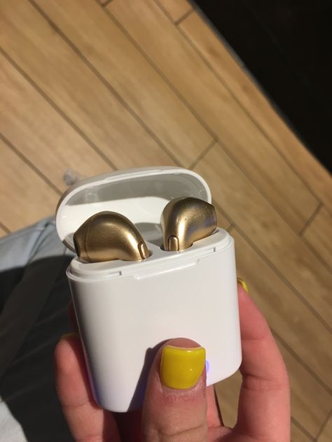 gold “fake” airpods 💘 Fake Airpods, Phone Ring, Technology, Electronic Products, Gold, Quick Saves