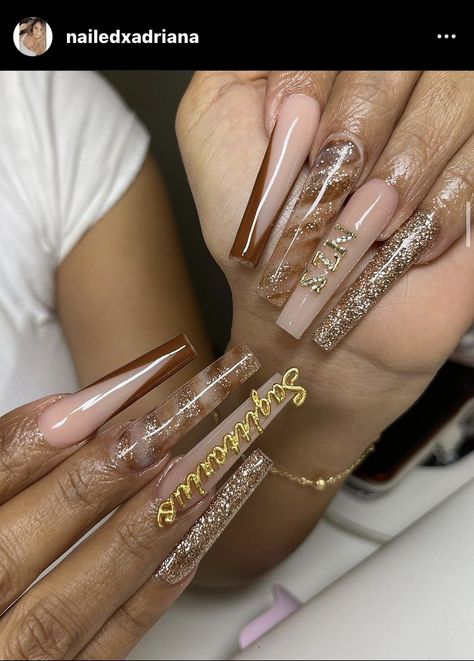 #sagittariusnails #birthdaynails Acrylic Nails Birthday, Birthday Nail Set Ideas, Nail Set Ideas, Birthday Nail Set, Glittery Acrylic Nails, 21st Birthday Nails, Sweet 16 Nails, Cardi B Nails, Beige Nails Design