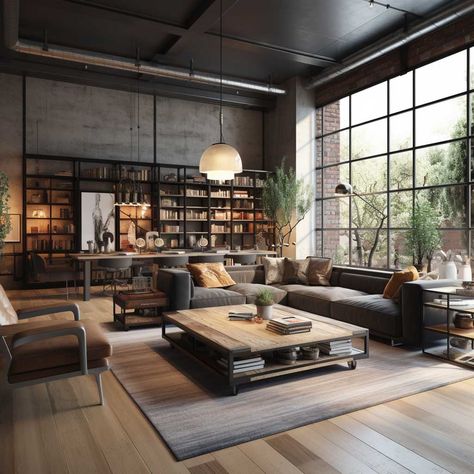 3+ Secrets to the Perfect Cozy Industrial Living Room Setup • 333+ Images • [ArtFacade] Modern Industrial Decor Living Room, Cozy Industrial Living Room, Modern Industrial Living Room, Industrial Decor Living Room, Formal Living Room Designs, Industrial Style Living Room, Industrial Style Bedroom, Industrial Living Room, Industrial Loft Design