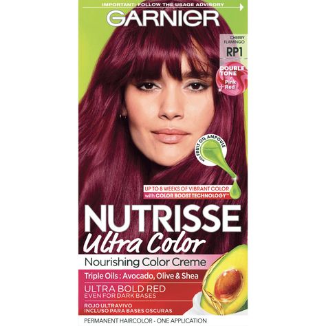 Home Hair Coloring, Cherry Red Hair Color, Pink Universe, Pelo Color Vino, Garnier Hair Color, Dark Green Hair, Cherry Red Hair, Dyed Hair Purple, Dyed Red Hair