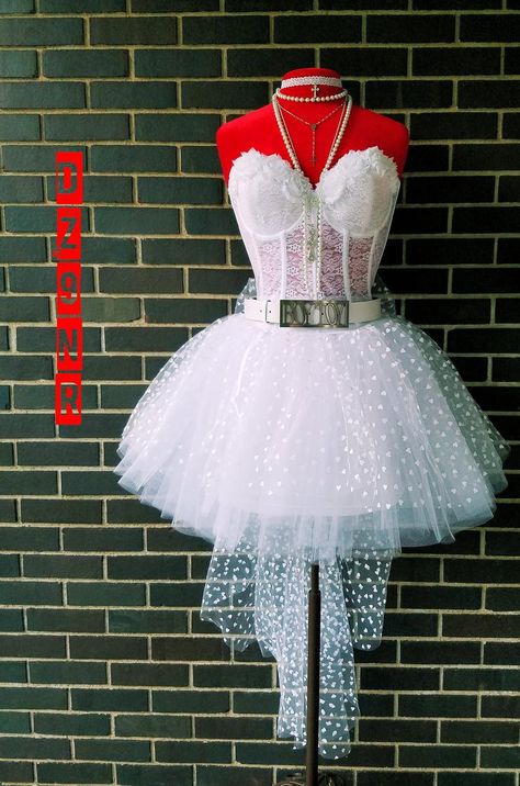 White Bachelorette Party Dress, Madonna Costume, 80's Prom, White Bachelorette, White Lace Corset, White Tulle Skirt, 80s Prom Dress, Bride Costume, Bachelorette Party Dress