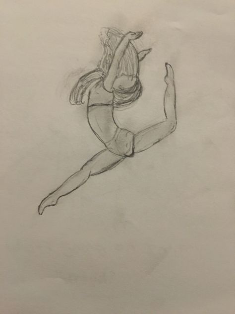 Drawing Gymnastics Poses, How To Draw A Gymnast, Gimnastika Drawing, Acrobatic Poses Drawing Reference, Gymnastics Drawing Poses, Drawing Ideas Dance, Gymnast Sketch, Dance Sketches Easy, Gymnastics Drawings Easy