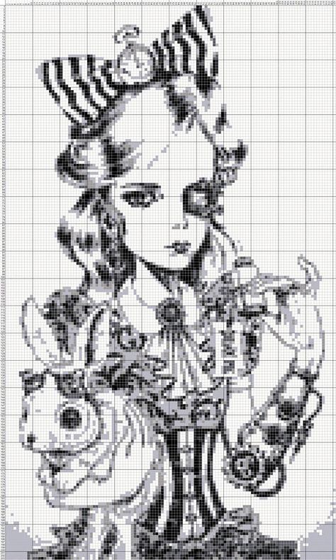 Alice In Wonderland Cross Stitch, Christmas Cross Stitch Patterns Free, Cross Stitch Silhouette, Alice In Wonderland Drawings, Fairy Silhouette, Crochet Filet, Stitch Art, Perler Bead Art, Modern Cross Stitch Patterns