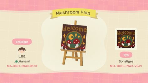 Acnh, mushroom, townflag, flag, acnhcode, acnhflag, animalcrossingnewhorizons Acnh Flag Design Mushroom, Acnh Cottagecore Flag Designs, Mushroom Flag Acnh, Acnh Town Flag Design, Acnh Town Flag, Animal Crossing Town Flag, Acnh Mushroom, Mushroom Town, Animal Crossing Flag