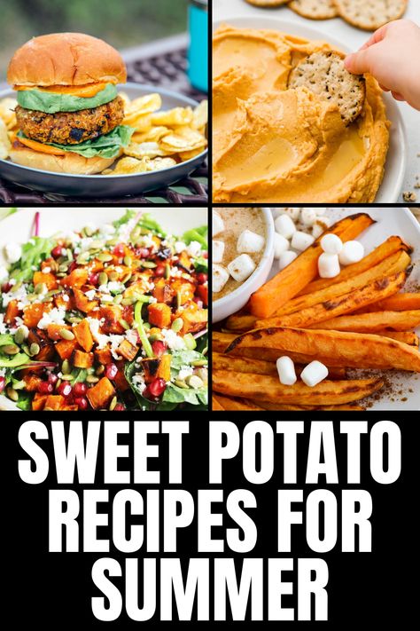 summer sweet potato recipes Sweet Potato Summer Recipes, Summer Sweet Potato Recipes, Grilled Sweet Potato Recipes, Recipes With Sweet Potatoes, Mediterranean Sweet Potatoes, Healthy Cookout, Sweet Potato Bites, Easy Sweet Potato Recipes, Refreshing Summer Recipes