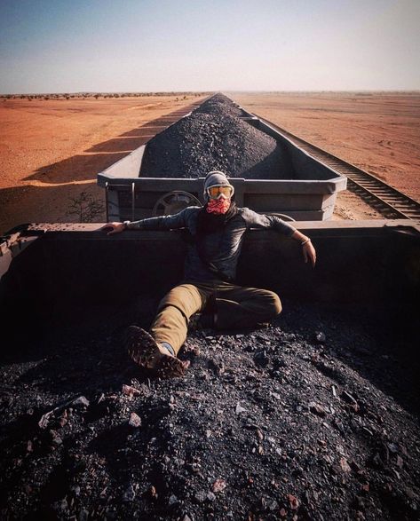 Visit Mauritania 🇲🇷 on Instagram: “#VisitMauritaniaFromHome THE WORLD'S LONGEST CARGO TRAIN 🚂🇲🇷 Would you ride it? 🤠 Via : @fearlessandfar Follow us @visit.mauritania…” Iron Ore Train Mauritania, Train Hopping Aesthetic, Adventurer Aesthetic, Train Hopping, Adventure Car, Adventure Landscape, Adventure Aesthetic, Iron Ore, Vacation Hotel