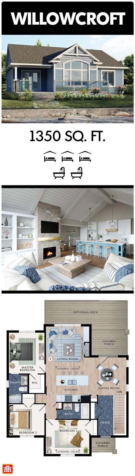 Open Concept Cottage Small, Small House Open Concept Layout, Small Open Concept Floor Plans, Small Cottage Layout, Beach Cottage Floor Plans, Open Concept Cottage, Cottage Floorplan, Cottage Blueprints, Small Home Plans