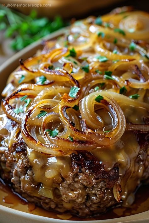 Savor The Uniqueness: French Onion Meatloaf Recipe - My Home Made Recipe Onion Dish Recipes, Onion Soup Mix Meatloaf Recipes, Meat Loaf Sides, French Onion Meatloaf Recipes, Meatloaf Recipes Easy Lipton Onion, French Onion Soup Meatloaf, Meatloaf Ideas, Ballon Festival, French Onion Meatloaf